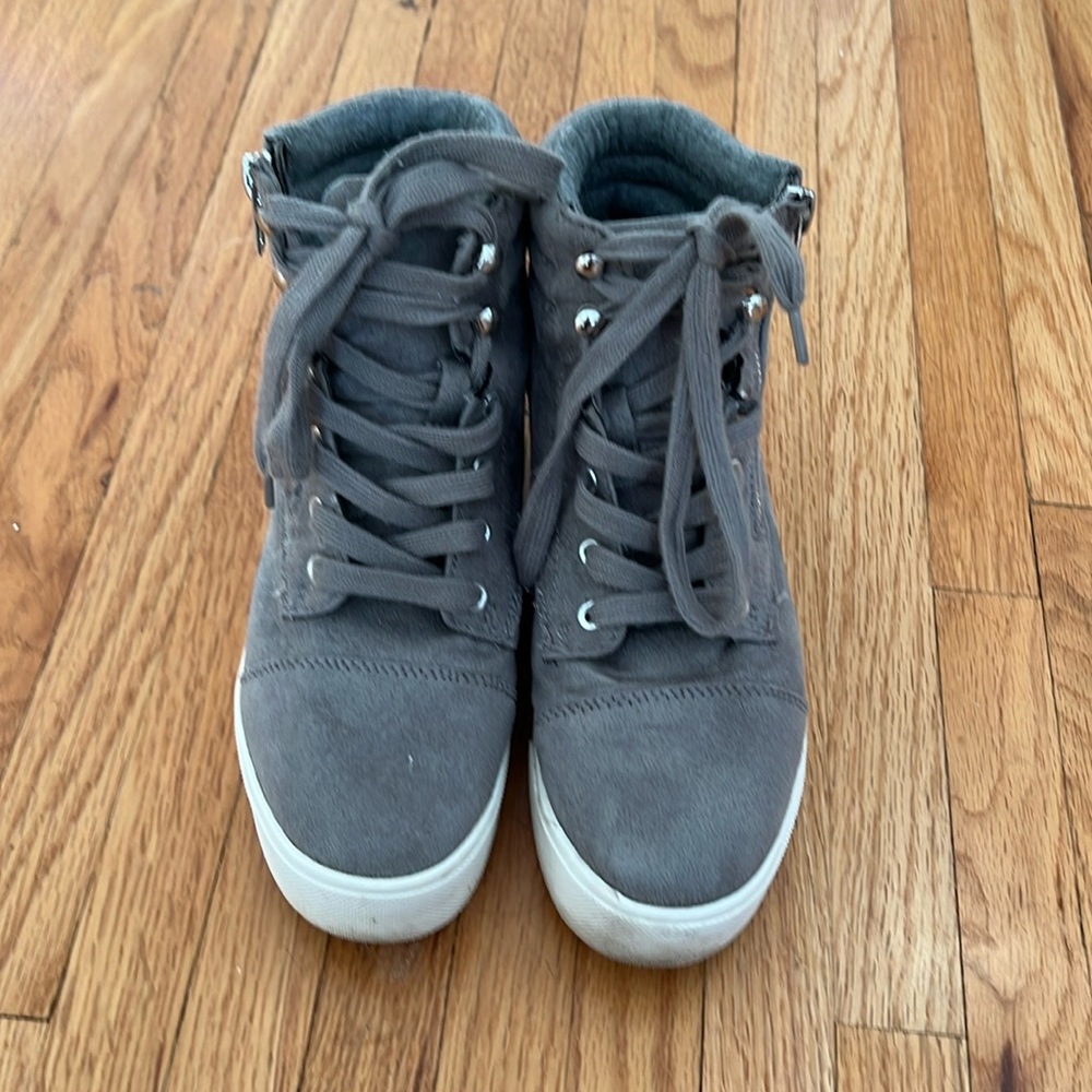 Soda Vegan faux Suede wedge platform sneaker